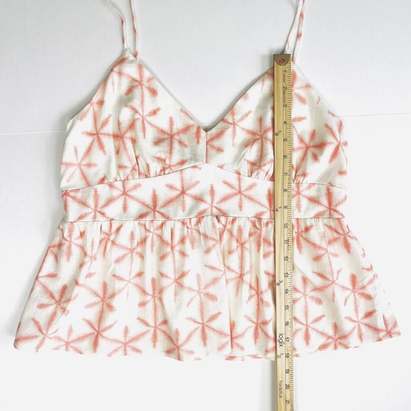 Loft Cami Tank Top Large Petite Linen Blend Cream Pink Stars Boho Baby Doll NWT - Picture 8 of 10